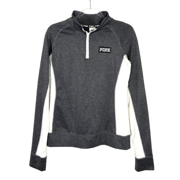PINK Victoria's Secret Ultimate Gray Half Zip Pullover Small Athleisure - Picture 2 of 7